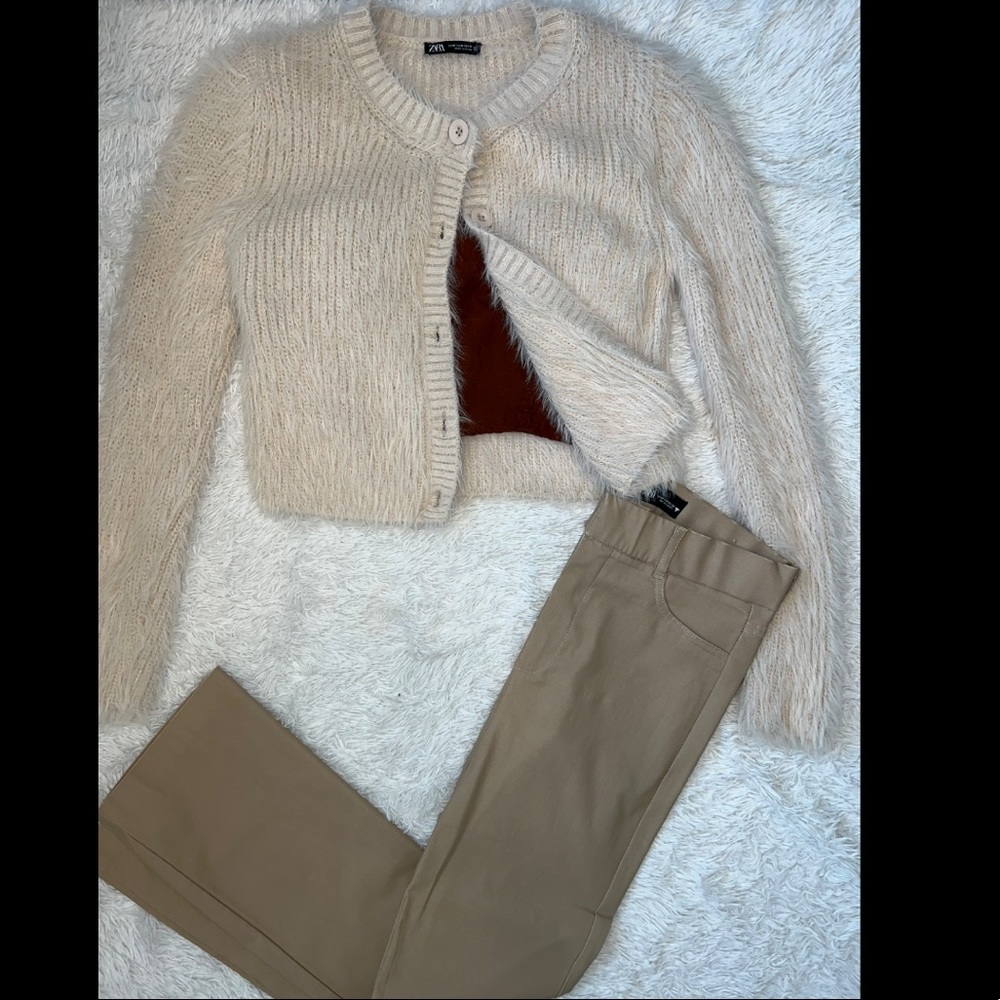 Zara - cream fuzzy cardigan In size M